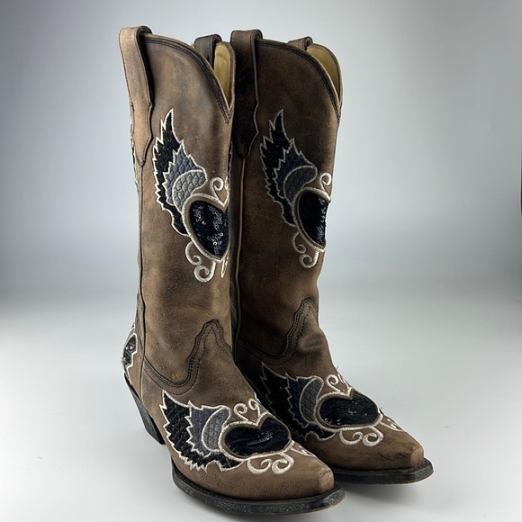 Corral Shoes - Corral Rustic Heart Wings Boots Sz:8M